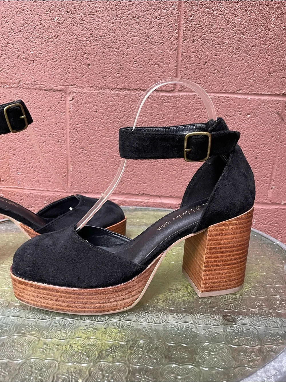New House Of Harlow 1960 Platform Block Heel Ankle Strap Shoes Size 7.5